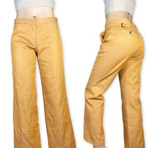 Vtg Bottega Veneta Marigold Belted Detail Wiast Straightleg Pants Size IT 40
